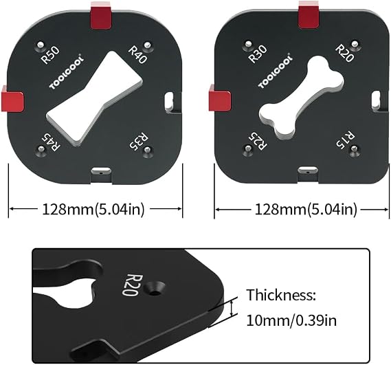 TOOLCOOL Router Corner Radius Template Router Radius Jig Aluminum Alloy Corner Routing Guide Set Use with Router Table Trim Router or Handheld Router