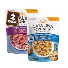 Catalina Crunch Protein Cereal - Sugar Free Breakfast Cereal with 11g of Protein - Gluten Free, Keto Friendly - Triple Berry Blast & Blueberry Muffin- 8 oz. Bags Pack of 2