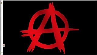 rhungift Anarchy Flag 3x5 Ft Outdoor Large For Anarchists cause, Moderate-Outdoor Both Sides Heavy 100D Polyester,Canvas Header and Double Stitched -Arnachism Movement Flags