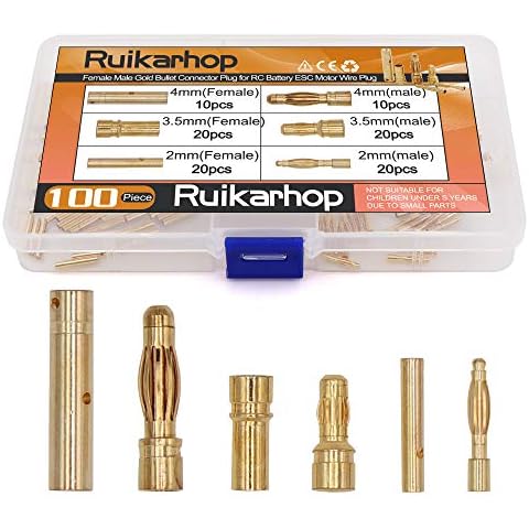 100PCS 2mm 3.5mm 4mm Female Male Gold Banana Bullet Connector Plug for RC Battery ESC Motor Wire Plug Cover