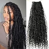 Pre-looped Crochet Locs with Human Hair Curls Dreadlocks Hair With Curly Human Hair End Soft Messy Boho Faux Locs for Women 22inch 72 Locs