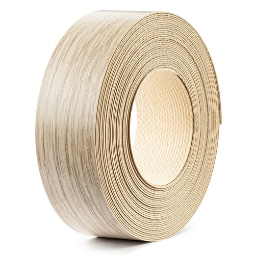 cyclingcolors 1x Kantenumleimer Holzfurnier mit Schmelzkleber 21 mm x 5 m Dicke 0,50 mm verschiedenen Dekoren Melaminkanten Band Aufbügelbare Möbelkanten-Band Melaminkanten, Helle Estana-Eiche