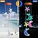 LED Solar Moon and Star Wind Chimes Outdoor - Waterproof Solar Mobile Romantic Changing Color Stars and Moon Wind Chimes Light Decor for Home, Gifts For Mom, Balcony, Festival, Night Garden Decoration