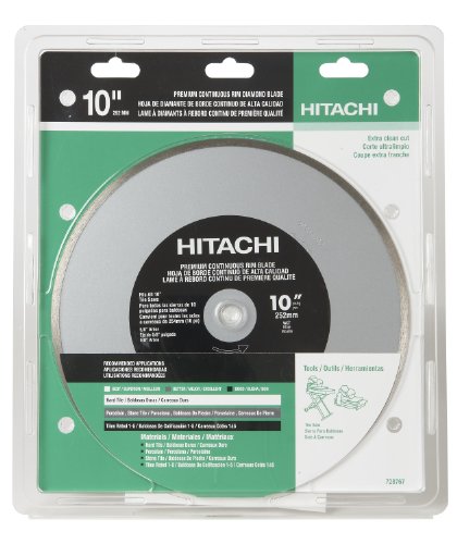 Hitachi 728767 10-Inch Wet And Dry Cut Continuous Rim Diamond Saw Blade For Tile And Stone #TOP1