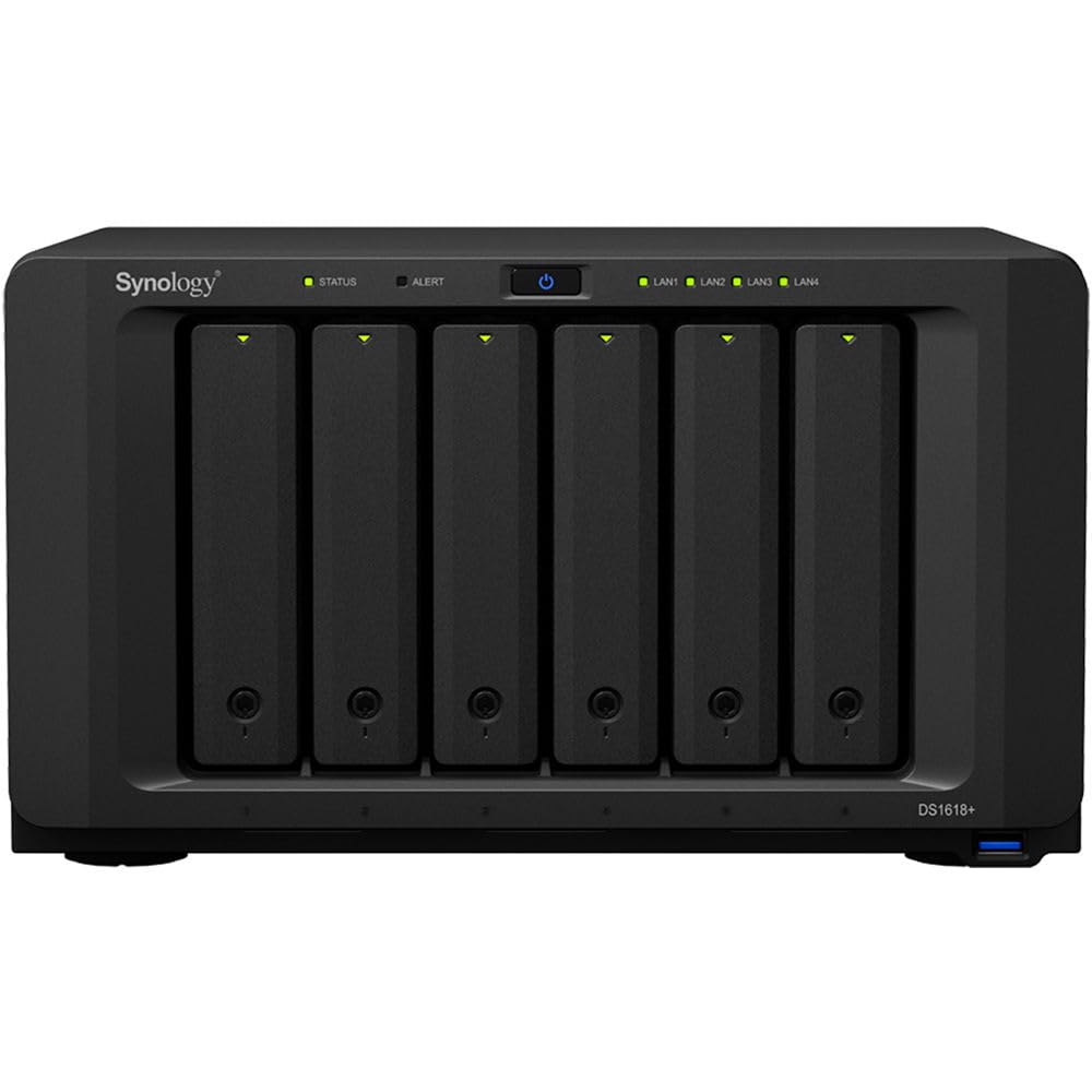 Synology DiskStation DS1618+ NAS Server for Business with Intel 2.1GHz CPU, 16GB Memory, 2TB SSD, 16TB HDD, DSM Operating System, iSCSI Target Ready