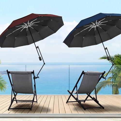 HOBVO UPF 50+ Golf Umbrella with Adjustable Universal Clamp Portable Umbrellas for Rain, Manual Open & Close, for Beach Chair, Golf Cart, Stroller, Bleacher, Patio (Black, 49.2") by HOBVO - Image 2