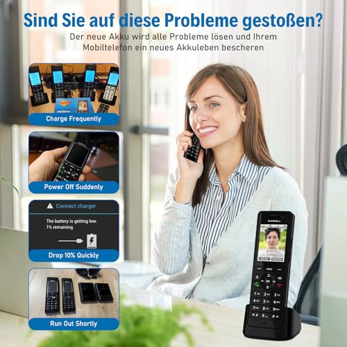 850mAh 2026 Aktualisierte Version Akku für AVM Fritz!Fon Modell MT-F / C5/ C4/ M2 / 312BAT006/ 312BAT016/ 312BAT006CS-FVM446CL/ BD50/ SNN5796A Telefon, Wiederaufladbare Li-Ion Ersatzakku (1Stück)