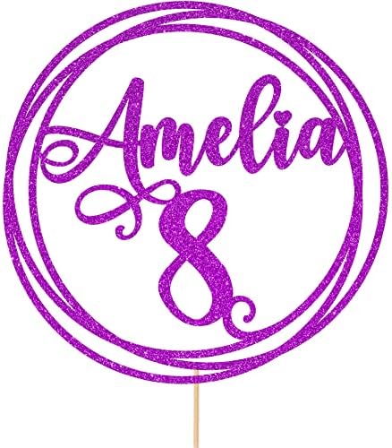 Personalised Round Happy Birthday Glitter Cake Topper by Cakeshop | Custom Colour Any Name & Any Age Glitter Cake Decoration 1st 10th 16th 18th 20th 21st 30th 40th 50th 60th 70th 80th (Bright Blue)