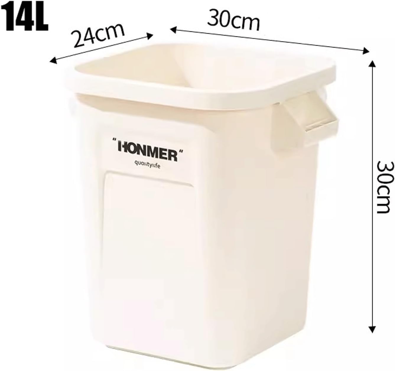 Trash Can Kitchen Garbage Large Large-Capacity Food Waste Storage Bucket Household High-Color Living Room(Gris,L)