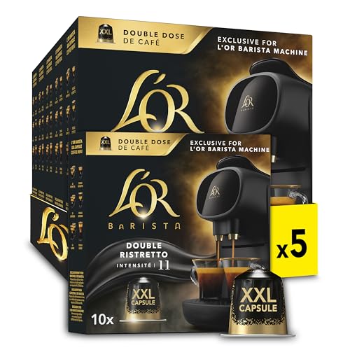 L’OR BARISTA Double Ristretto XXL Aluminium Medium Roast Coffee Capsules (5 X 10 Pods) Intensity 11