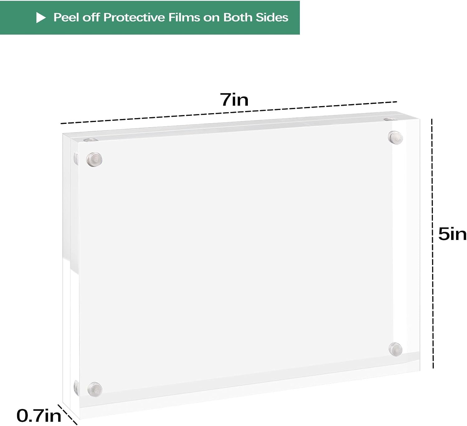 Golden State Art 5x7 Acrylic Picture Frames 5 Pack, Frameless Clear Photo Frame, Double Sided Freestanding, Tabletop Display for Home Office Desk