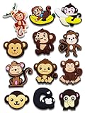 12PCS Monkey Shoe Charms for Croc Bubble Slides Clogs Sandals, Animals Shoe Accessories Decorations for Girls Women Teens Adults