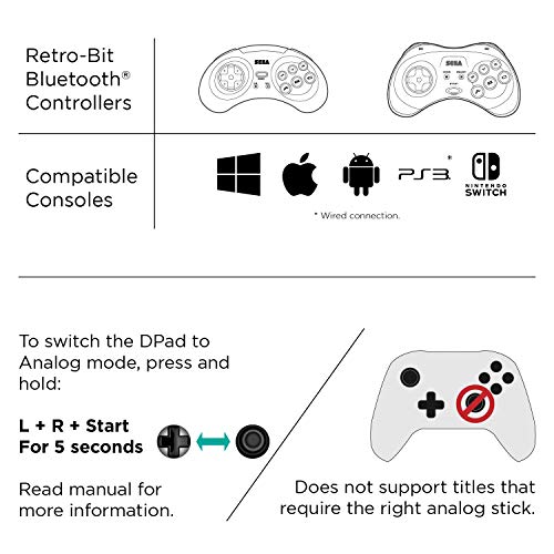 image for Retro-Bit Official Sega Genesis Bluetooth Controller 8-Button Arcade P