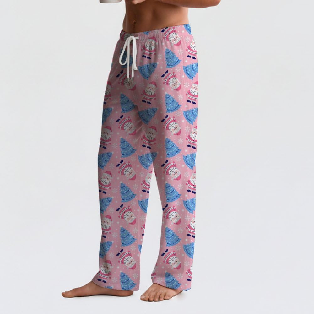 Halloween Pajamas Men Funny Print Ghost Pumpkin Pajama Pants Drawstring Soft Holiday Pajamas with Pockets - Image 4