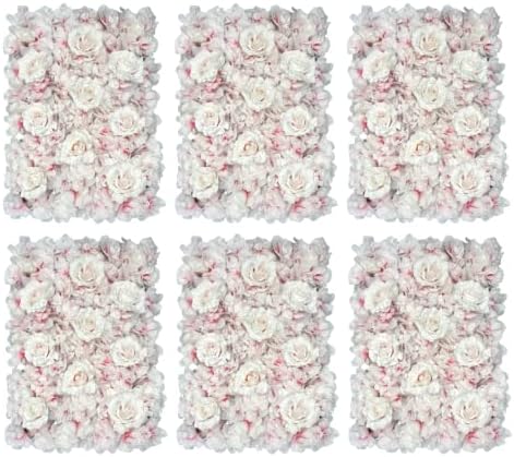 Blush Blooms Decor Flower Panels for Flower Wall (6 Pack) 24 Inch by 16 Inch Each | Flower Wall, Backdrop, Weddings, Event Decor, and Bridal & Baby Shower (Gradient White and Pink)