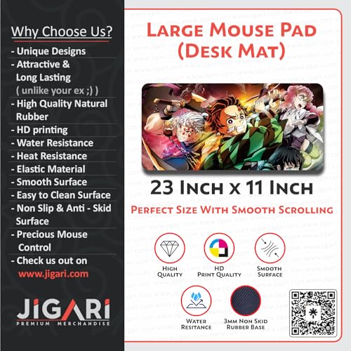 Image of Extended Anime Large Mouse Pad (11 x 23 Inch) | Gaming Mousepad for Laptop, Desktop & Keyboard | Smooth Surface | Anti-Slip Rubber Base (Demon - P70)