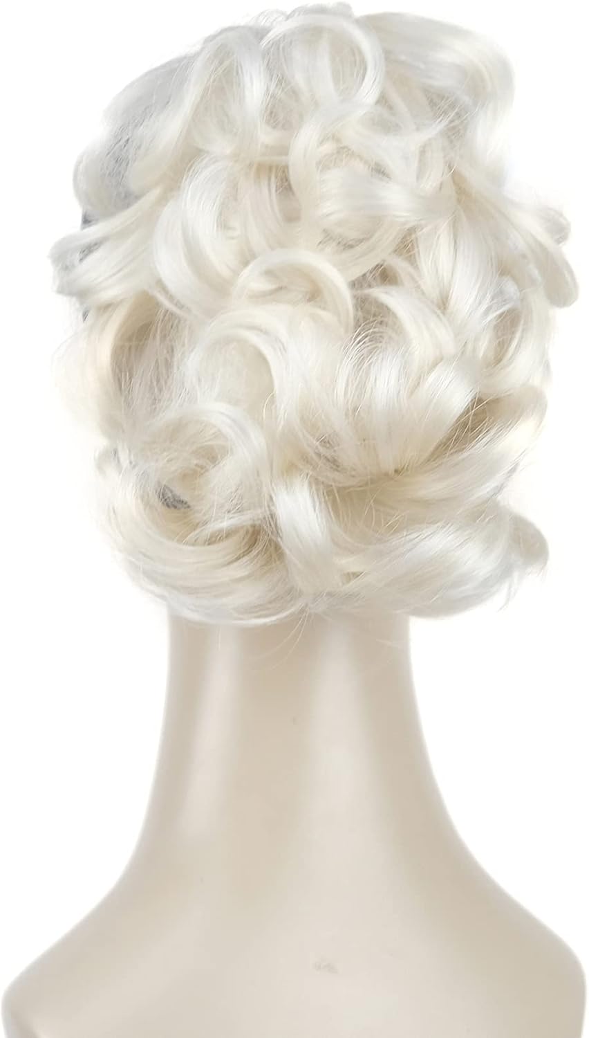 Lydell Short Ponytail Hair Extensions Wavy Curly Synthetic Hairpiece with Jaw Claw (614 Pale Blonde) - Image 4