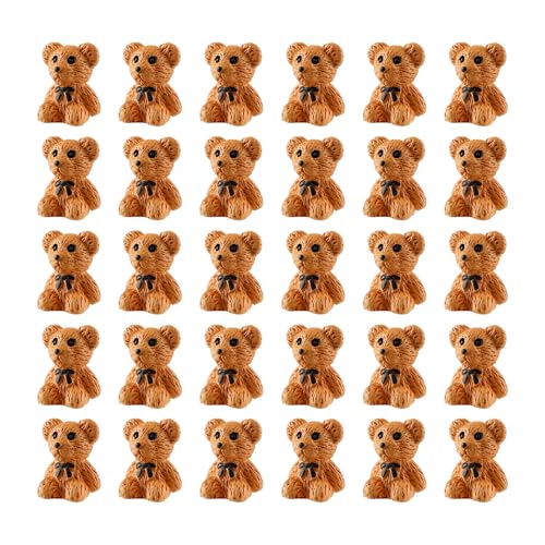 Tabanzhe Lot de 30 mini ours en résine miniatures en résine - Décoration pour maison de poupée, jardin, fête