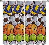 Cortinas Opacas Dormitorio Resistente Al Calor 2 Piezas Baloncesto Fútbol Béisbol Fútbol 3D Cortina Baratas Suave Poliéster para Moderna Cocina Ventana Decorativa Reducción De Ruido -5142882953721370