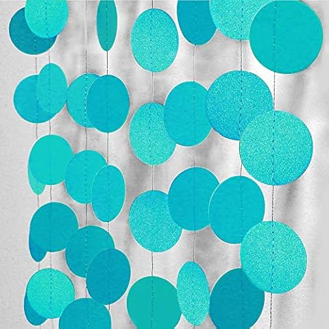 Cheerland Ocean Blue Circle Garland Under the Sea Party Decorations Little Mermaid Hanging Dots Steamer Banner Backdrop for Boy Kids Birthday/Bday Baby Shower Graduation Decor Cover