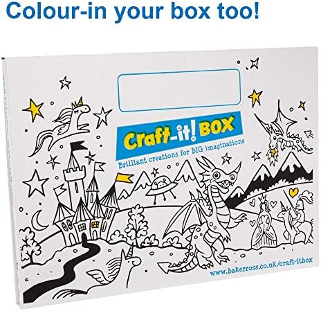 Baker Ross CBS009 Craft-it Box Halloween Kids Arts and Crafts Pack - Two Fun Creative Kits, Stickers and an Activity Book for Boys and Girls, Craft-it Box Dinosaur