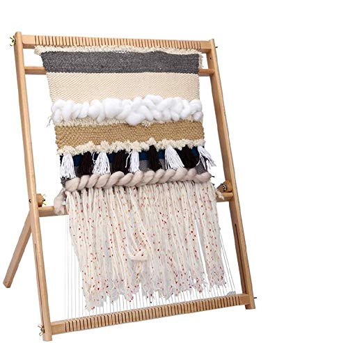 InLoveArts Telar con soporte,60x54cm Telar de Madera Kit de Telar de Telar para Manualidades Telar de Máquina Manual Telar con Peines y Lanzaderas para principiantes