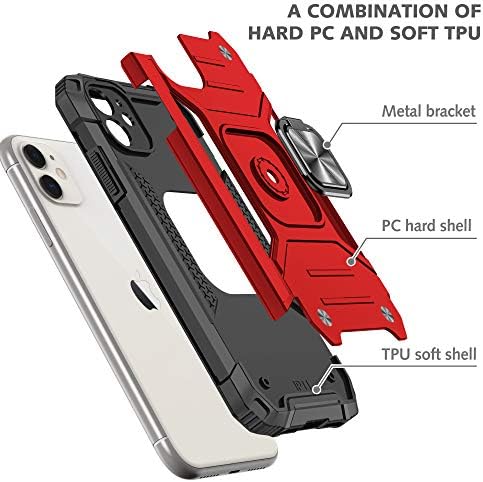 Cuoqing iPhone 11 Case, iPhone 11 Cases, iPhone 11 Phone Case, 360°Military Grade Rotatable Kickstand Hard Rubber Bumper [Shockproof] Protective Cover Cases for iPhone 11