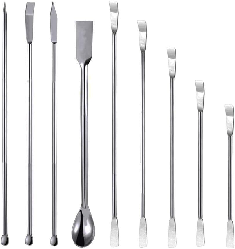 9 Pack Stainless Steel Lab Spatula,Micro Lab Spoon Laboratory Mixing Spatula Set, by Asonlye