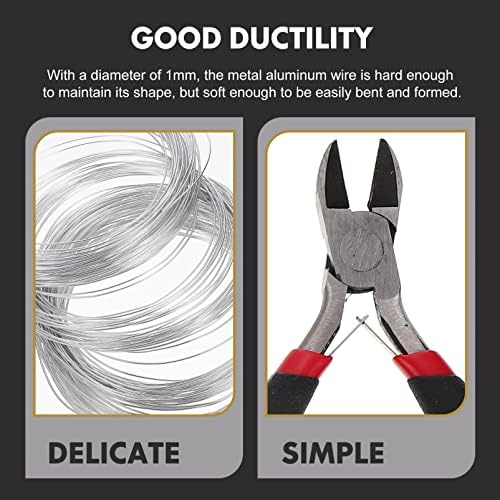 EXCEART 1 Roll 50M Aluminum Craft Wire 1mm Thick Bendable Metal Crafting Wire with Cutting Pliers Flexible Silver Modelling Wire Soft Metal Jewellery Wire