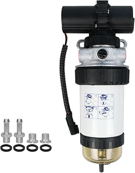 MP10325 Fuel Filter&Lift Pump Assembly Replace 232/5877 228-9129 Compatible with ASV SR70 SR80 Terex PT75 PT80 Compact Track Loaders, 804C-33 804C-33T 804D-33 804D-33T Engine 12V
