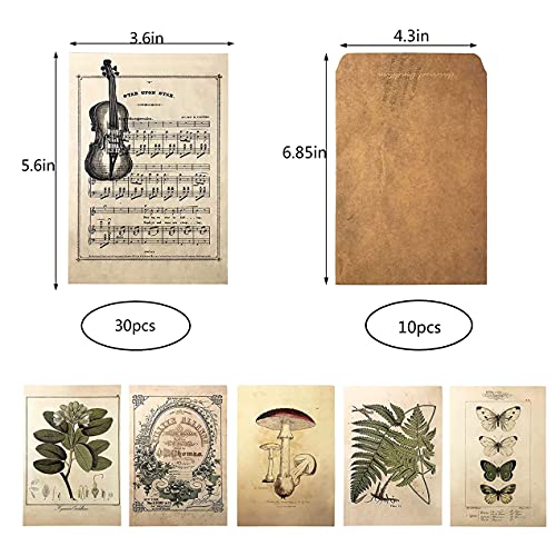 Mumululu Vintage Style Postcard And Envelope Set Floral Retro Plant Butterfly Vintage Memories Letter Plant Music Postcard #TOP1