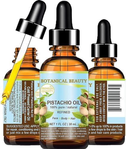 Italian PISTACHIO OIL Pistacia vera 100% Pure Natural Refined 1 Fl.oz.- 30 ml for for Face, Skin, Body, Hair, Lip, Nails. Rich in vitamin E by Botanical Beauty