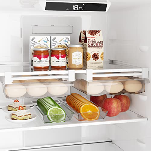 Betso Refrigerator Egg Holder,Under Shelf Egg Holder For Refrigerator,Plastic Container Drawer For Egg,Storage Containers Fit For Fridge Shelf,18 Egg Tray #TOP1