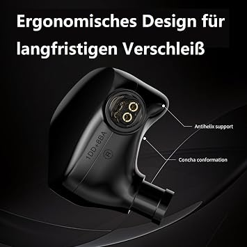 Sabaj TRN VX Pro+ 1DD+8BA Flagship HiFi Earphones with Microphone, 2Pin-Detachable Cable & High-Resolution Audio (3.5mm/Pearl Black)