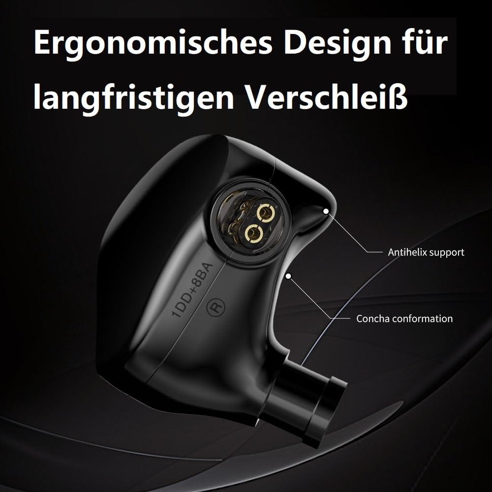 TRN VX PRO+Cuffie Hi-Fi doppie magnetiche da 10 mm progettate ergonomicamente con cavo staccabile a 2 pin (jack da 3,5 mm + microfono/nero)
