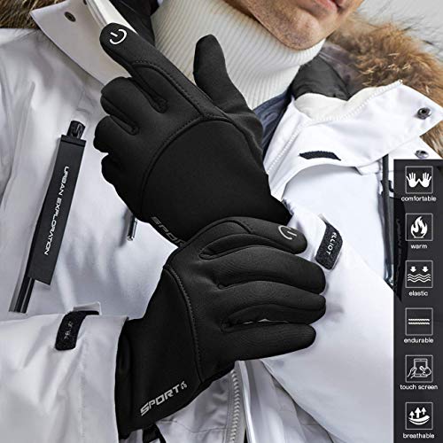Cevapro Fahrradhandschuhe Warme Winterhandschuhe wasserdichte Touchscreenhandschuhe Winddichte Laufhandschuhe rutschfeste, Schwarz, M