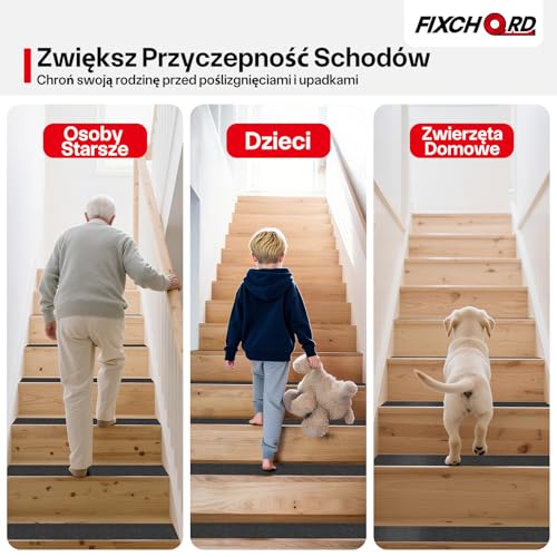 FIXCHORD Antypoślizgowa taśma klejąca, 5m*150mm taśma antypoślizgowa, do użytku wewnątrz i na zewnątrz, nieślizgająca się taśma na biegi schodów, wodoodporna, 80 ścierniwo, Żółto-czarny