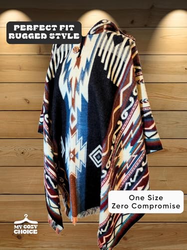 Image of Wool Poncho Adult Ponchos With Hood for men Alpaca Poncho Men Artesanal Ponchos Adult Alpaca Mens Panchos