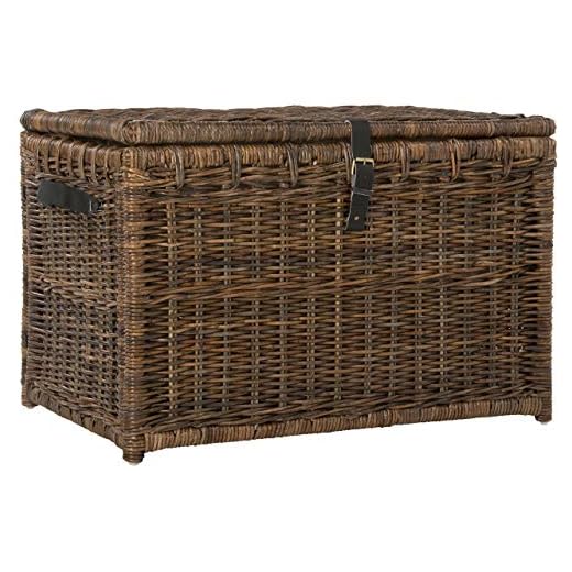happimess HPM9004A Michael Wicker Storage Trunk Collapsible for flat storage, Rattan-Sarang Buaya, Coastal for Office, Dorm Room, Bedroom, Dining Room, 35", Brown