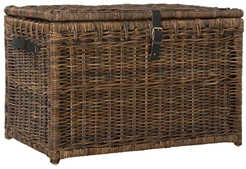 happimess HPM9004A Michael Wicker Storage Trunk Collapsible for flat storage, Rattan-Sarang Buaya, Coastal for Office, Dorm Room, Bedroom, Dining Room, 35", Brown by happimess - Used condition - US$178.28