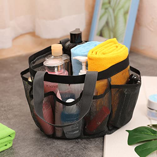 Andoer Panier de douche en maille filet avec 7 poches et poignée de transport, sac de lavage, sac de plage, sac de toilette suspendu, sac de toilette, sac de salle de bain, camping