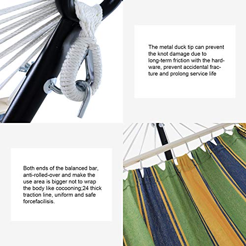 Outdoor Wind 2 Person Adjustable Hammock With 10Ft Heavy Duty Steel Stand And Spreader Bars, 550Lbs Capacity,Included Portable Carrying Case For Indoor Outdoor #TOP3