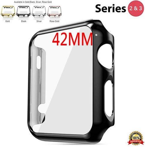 Protective Case for Apple Watch Case 42mm Series 3 and 2, Bumper for Apple Watch Snap on Face Cover Full Coverage Screen Protector of Thin Plated Case PC for iWatch Sport/Edition 2017 / 2016 - Black
