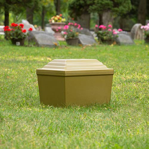 Fortress Urn Vault In Gold, Urn Vault For Ground Burial, Holds One Adult Cremation Urn For Human Ashes, Durable And Secure Cremation Urn Vault For Cemetery Burial #TOP3