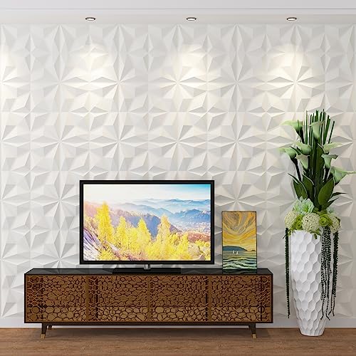 Mix3D Textured 3D Wall Panel, Decorative Pvc White Wall Panels For Interior Wall Decor, 19.7''X19.7'' Pack Of 12 Tiles Cover 32 Sq Ft #TOP1