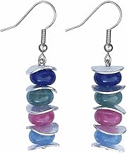 ASTER ALHELÍ - Women's Earrings Natural Coloured Stone Pendants - Earrings and Beads Silver Plated - Elegant and Lightweight Women's Drop Earrings - Perfect for Gift (Silver Plated)