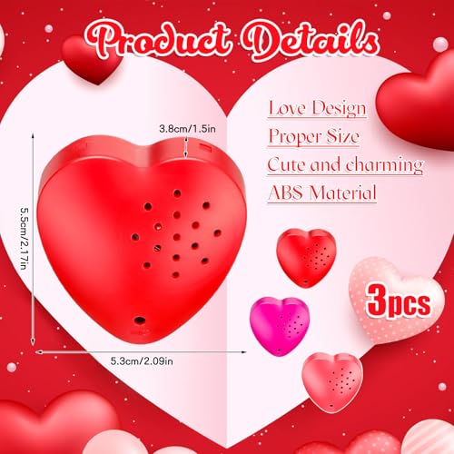 Image of Copkim 3 Pcs Voice Recorder 20s Heart Sound Module, Red, Rose Red, Pink