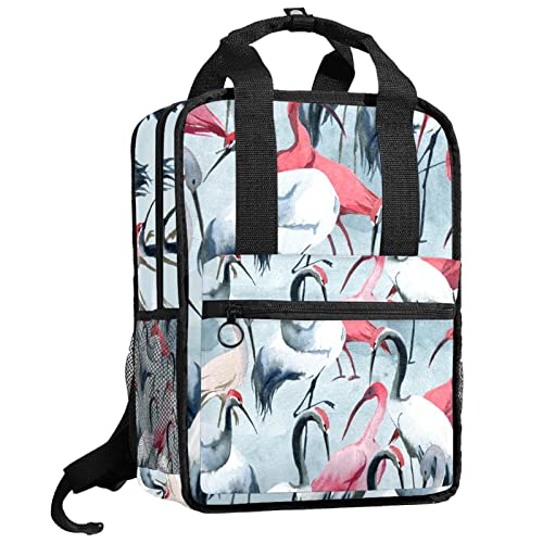 Sac à dos flamants roses à rayures bleu clair pour les sorties d'école