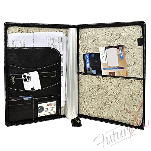 Image of FUTURE X 20 Leaf Multipurpose Leatherette Professional File Folders for Certificates, Documents Holder, Portfolio, Executive File Legal Size Documents Holder for Men and Women (Black)