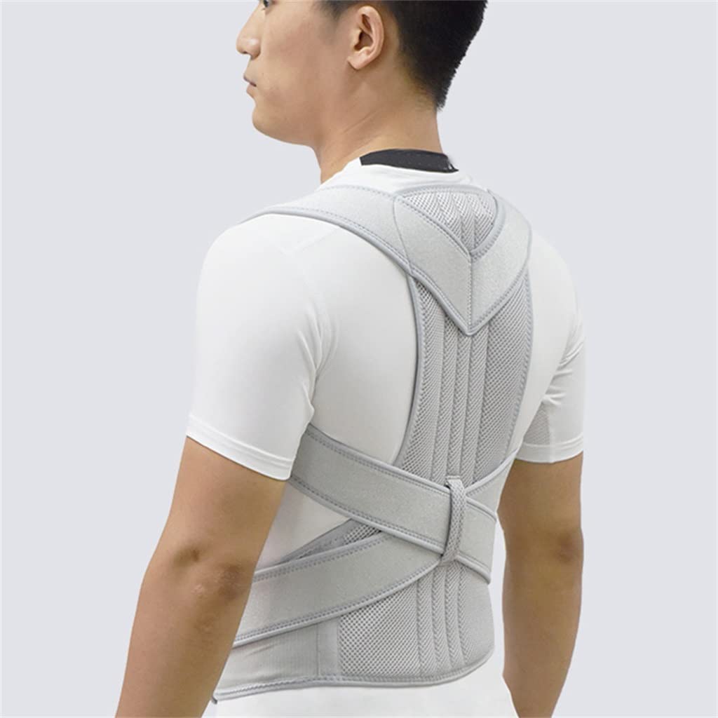 Posture Corrector Back Brace Clavicle Support Stop Slouching Hunching Adjustable Trainer(L) (Gray,X-Large)